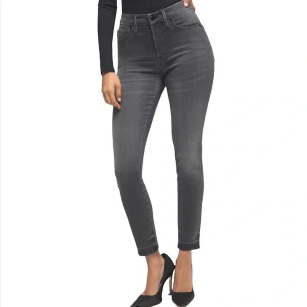 Good American Black Good Legs Crop High Waist Skinny Jeans 0/25